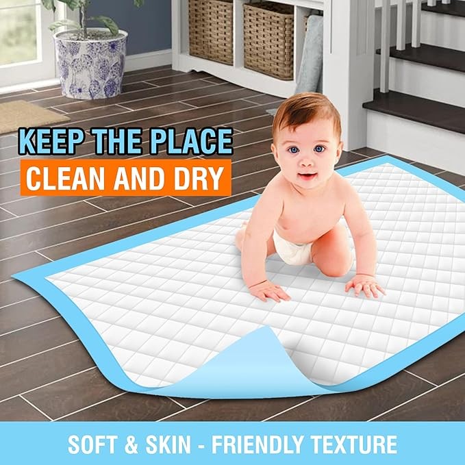 Premium Disposable Changing Pads Baby,  Portable Changing Mat for adult & child,  Hygienic Disposable Diaper Changing Mat – Extra Soft & Absorbent Disposable under pad 120*90 cm