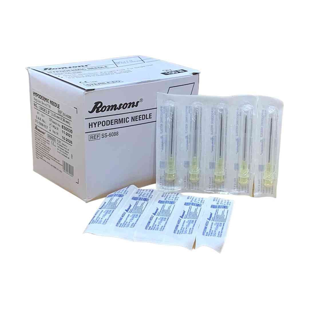 Romsons Disposable Hypodermic Needle Size -19G,100pcs 1box