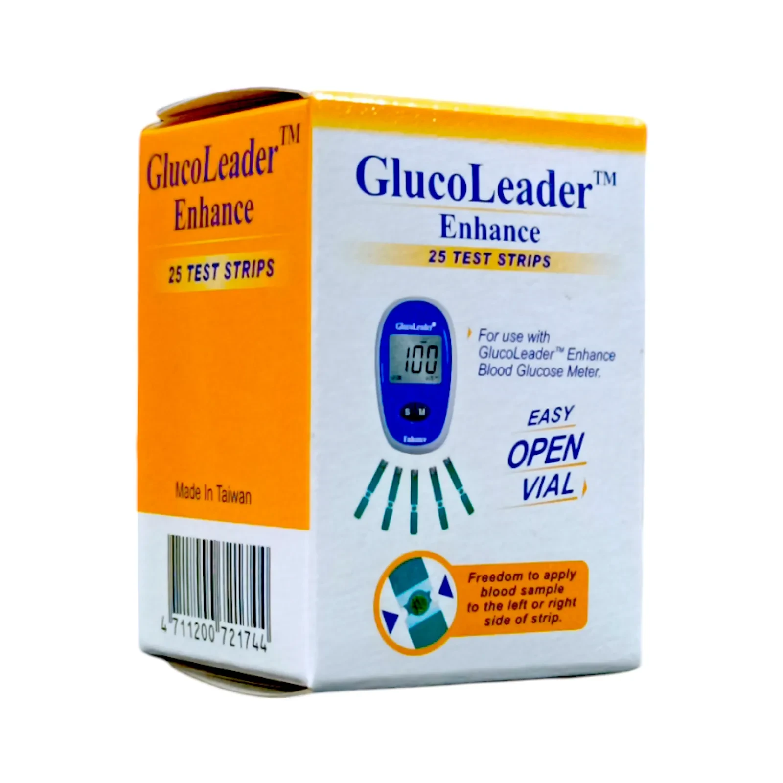 Glucoleader Enhance Blood Glucose Test Strips (Blue) 25pcs 1 BOX