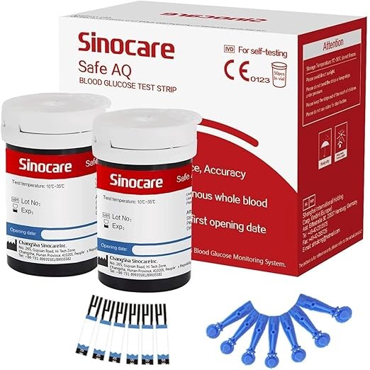 Sinocare Safe AQ Blood Glucose Test Strips 50/Pc