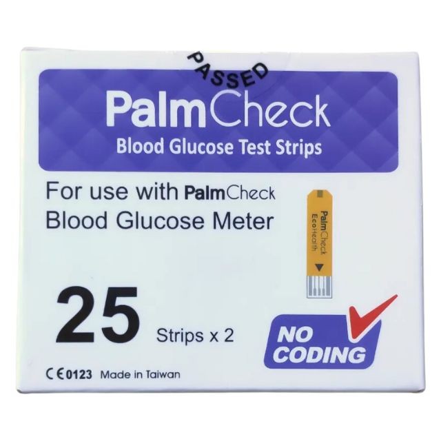 Palm Check Blood Glucose Test Strips 25*2= 50 Box