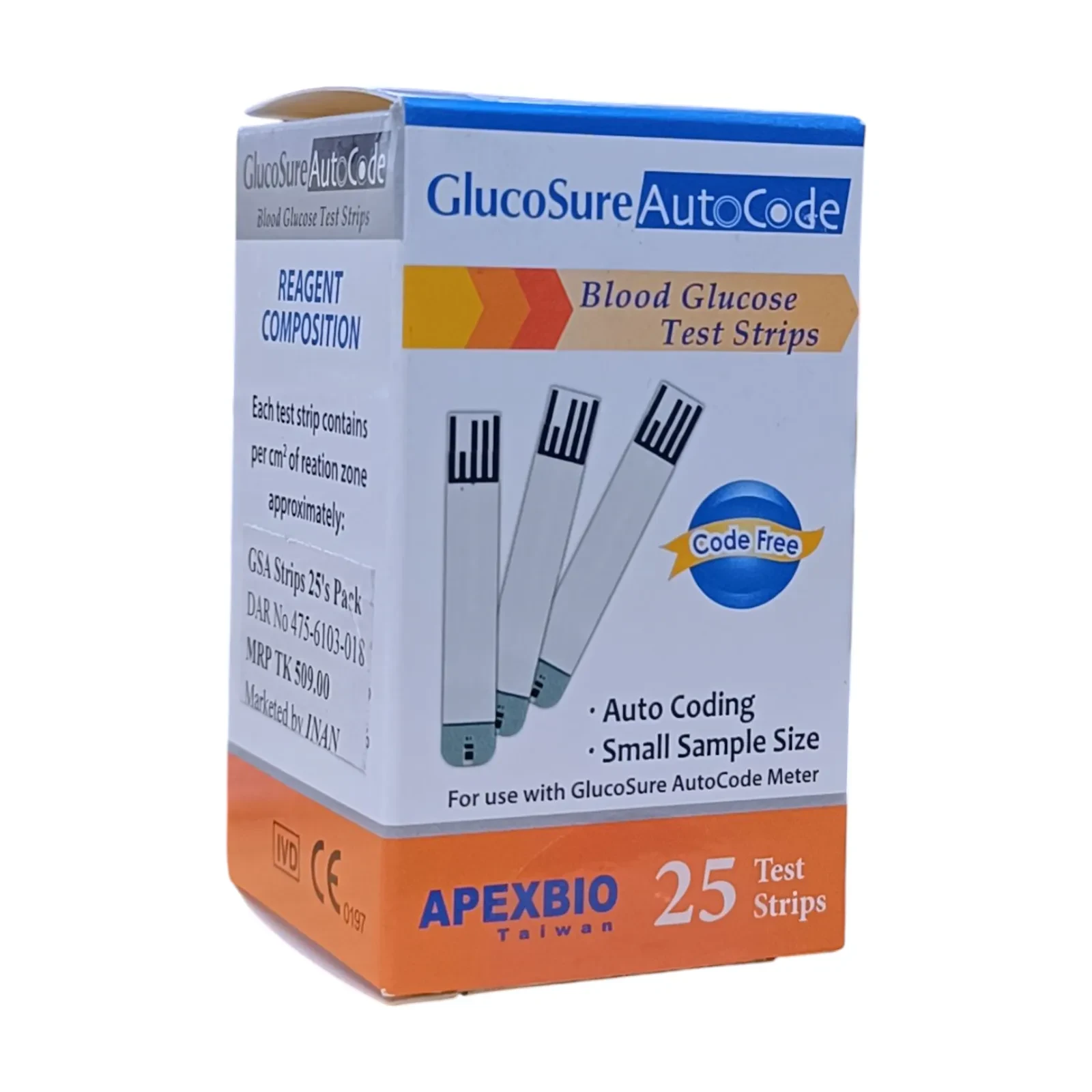 GlucoSure AutoCode Blood Glucose Test Strip – 25 strips