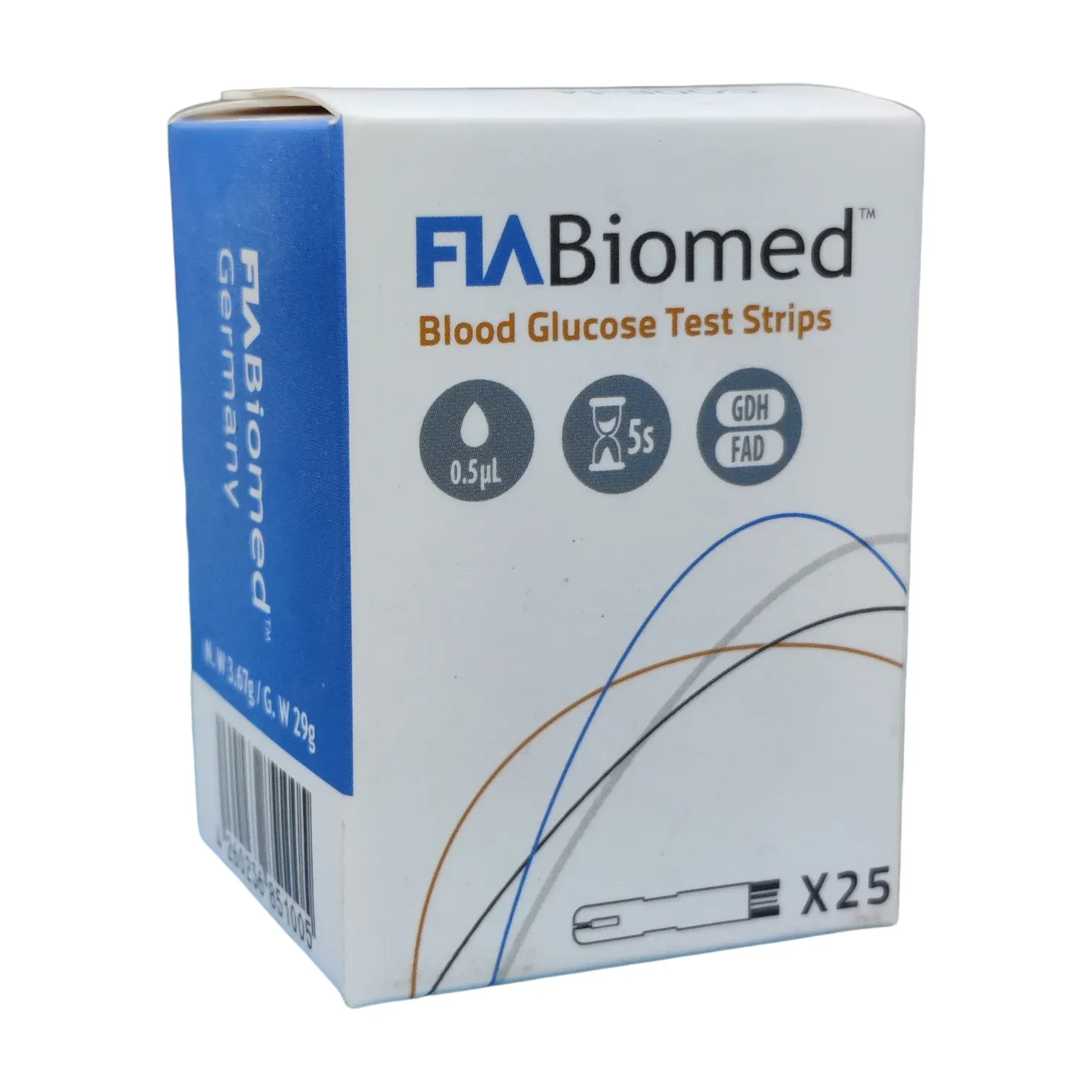 FIA Biomed Blood Glucose Test Strips 25/Pc