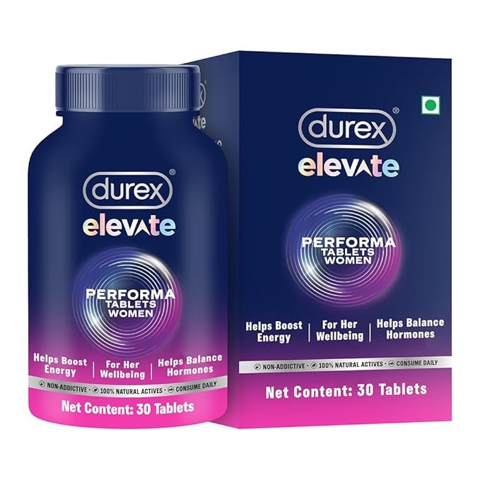 Durex Elevate Performa Tablets For Women with Durex Lube Intense Lubricant Gel For Men & Women - 50ml
