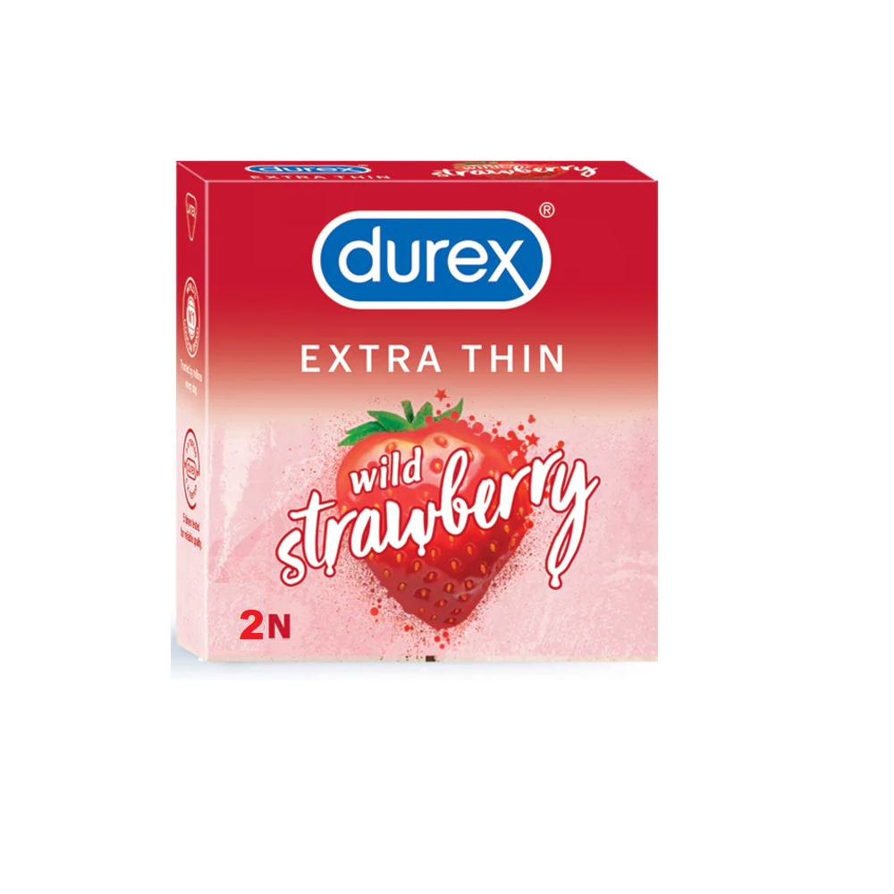 Durex Extra Thin Wild Strawberry Flavoured Condom - 2Pcs Pack