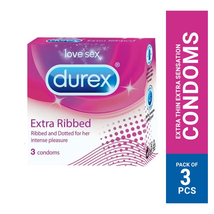 Durex Extra Ribbed and Dotted Condom for Men - 3Pcs Pack