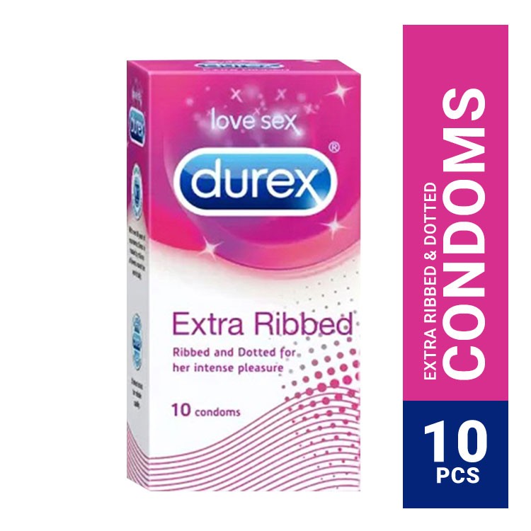 Durex Extra Ribbed and Dotted Condom for Men - 10Pcs Pack