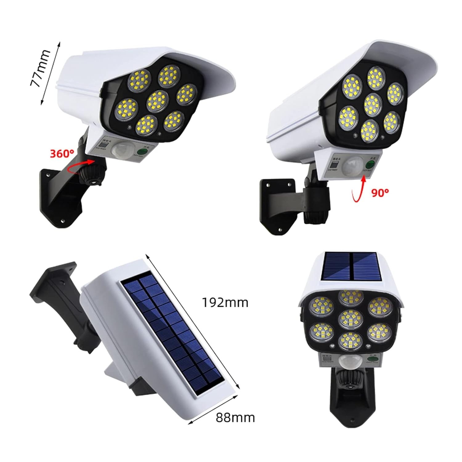 IP65- 77 LED Solar Light Motion Sensor Outdoor Wall Lamp