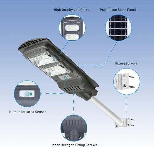 100W Solar Street Light – Smart Motion Sensor | Waterproof | Long Backup | Easy Setup